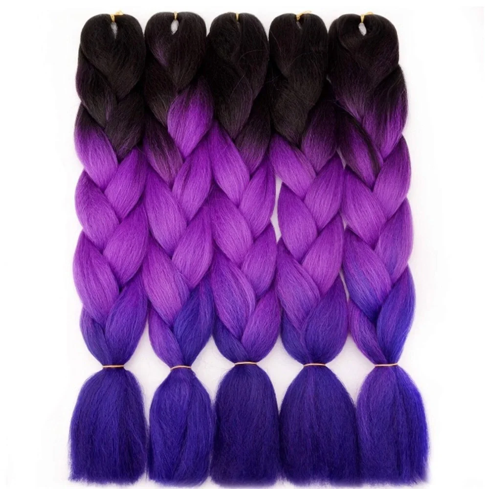 5 packs of Black Purple blue ombré braiding hair - Picture 1 of 7